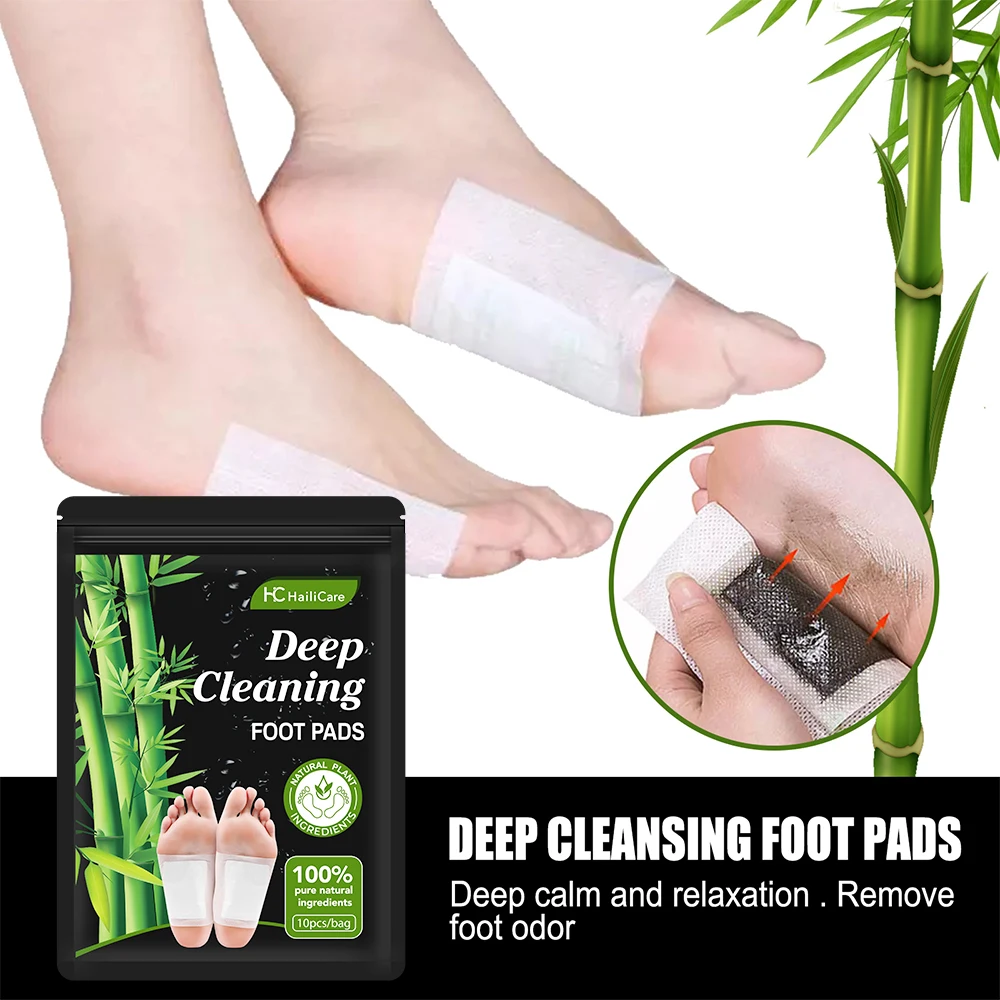 Detox Foot Patch - 10 ピース/バッグデトックスフットパッチよもぎ竹炭睡眠改善疲労軽減湿気除去代謝促進フットパッド