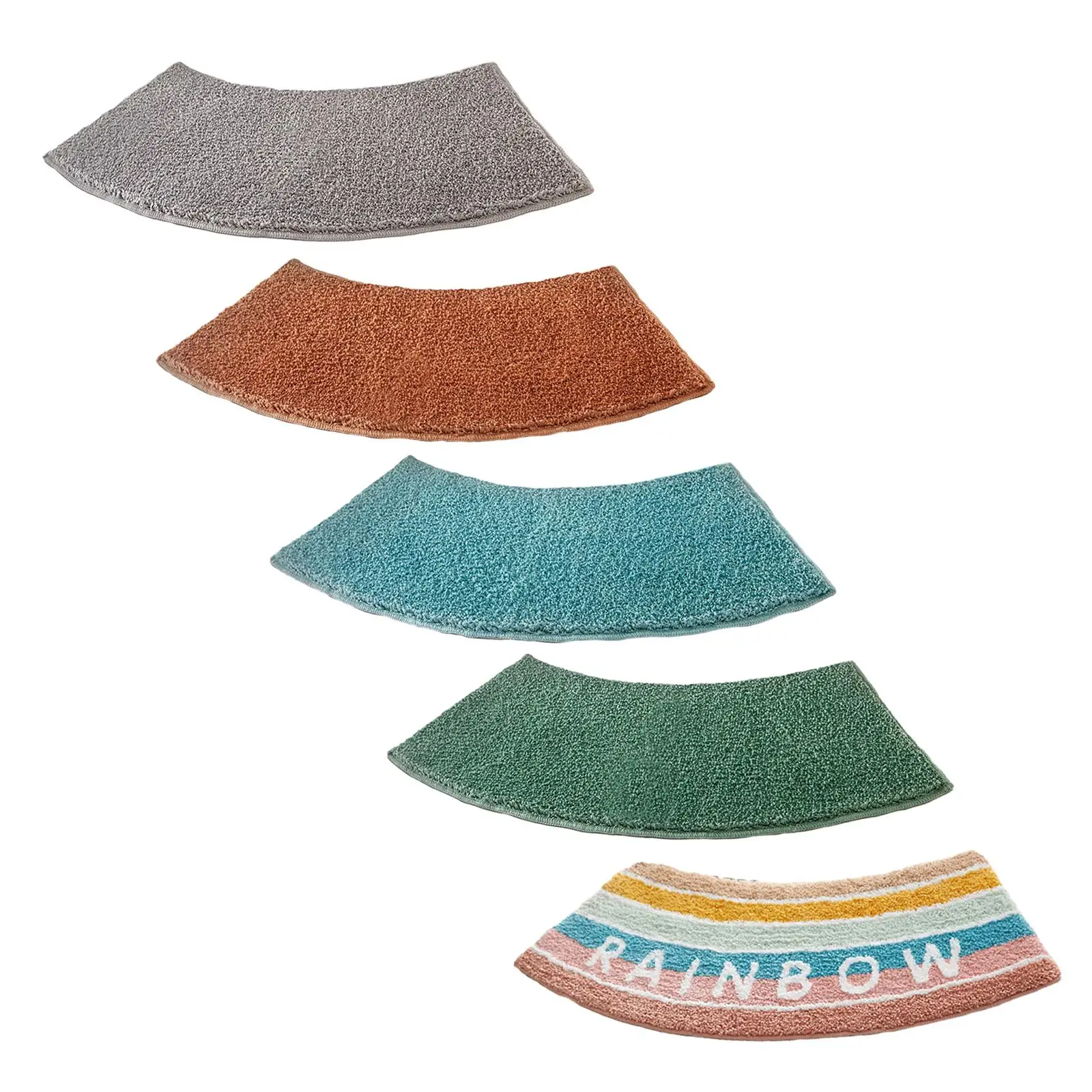 Bamboo Bath Mat - 湾曲したシャワーマット、トイレマット、洗面台マット。洗濯室、シャワー室、浴室に。