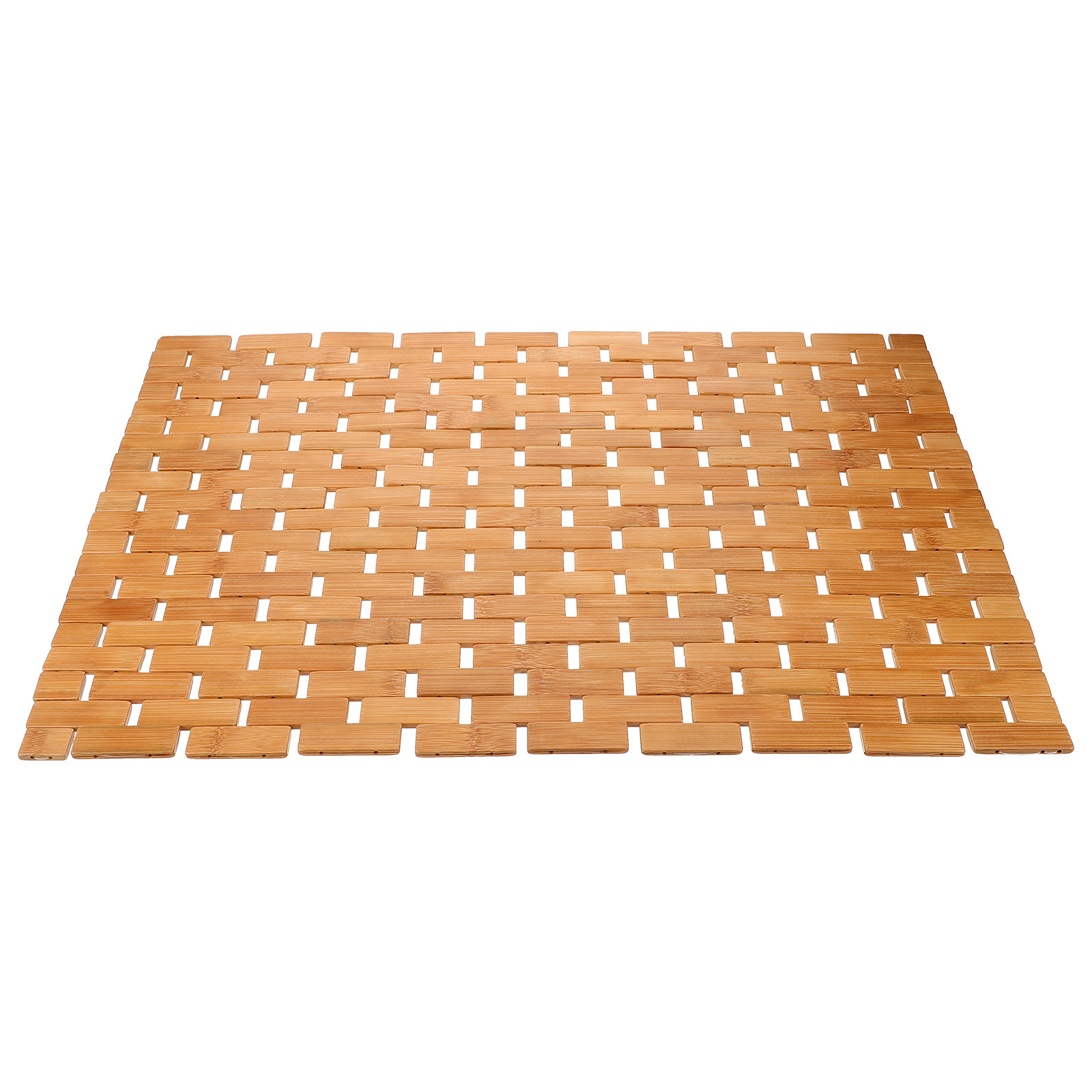 Bamboo Bath Mat - 竹製のシャワーマット。滑り止め加工が施されており、浴槽や浴室の床に敷いて使用できる。安全性を考慮した設計で、ホテル、寮、保育園などにも適している。