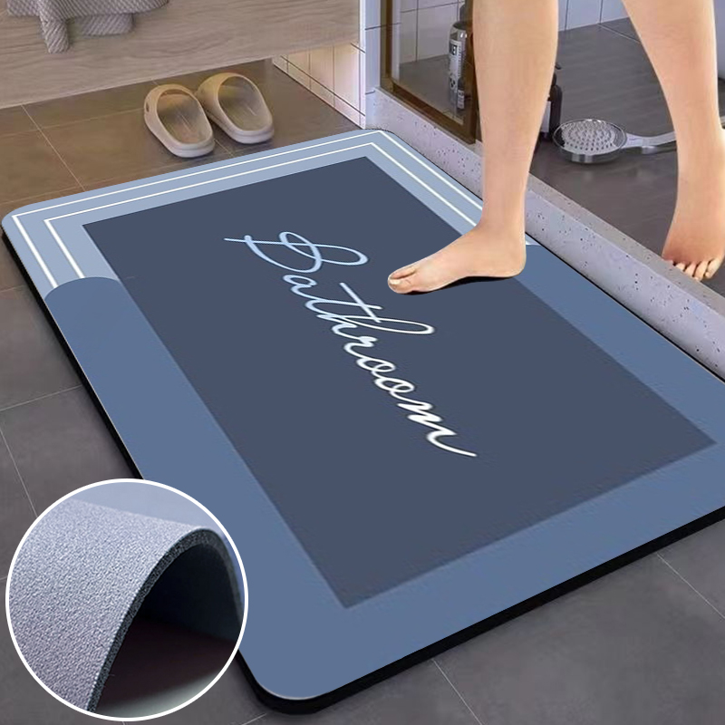 Bamboo Bath Mat - 1PC バスルーム吸収マット屋内シンプルモダン珪藻土フットマット速乾性キッチントイレ敷物ノンスリップ玄関マット家の装飾