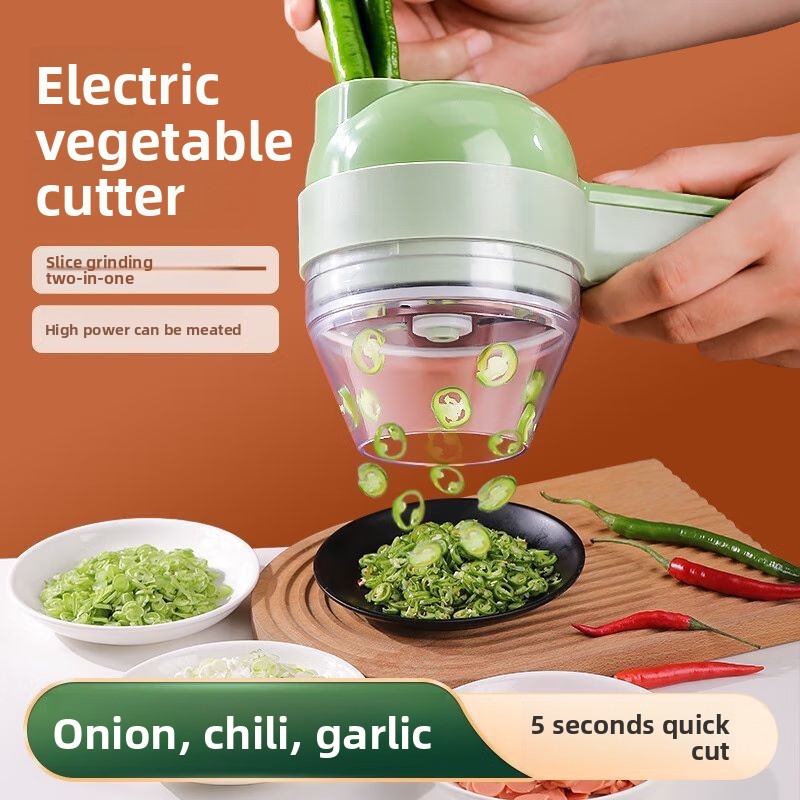 Health Wellness Lifestyle - 4In1 電気野菜カッターセットハンドヘルドワイヤレス電気ガーリックマッシャー食品チョッパー肉グラインダーマシン食品皮スライス