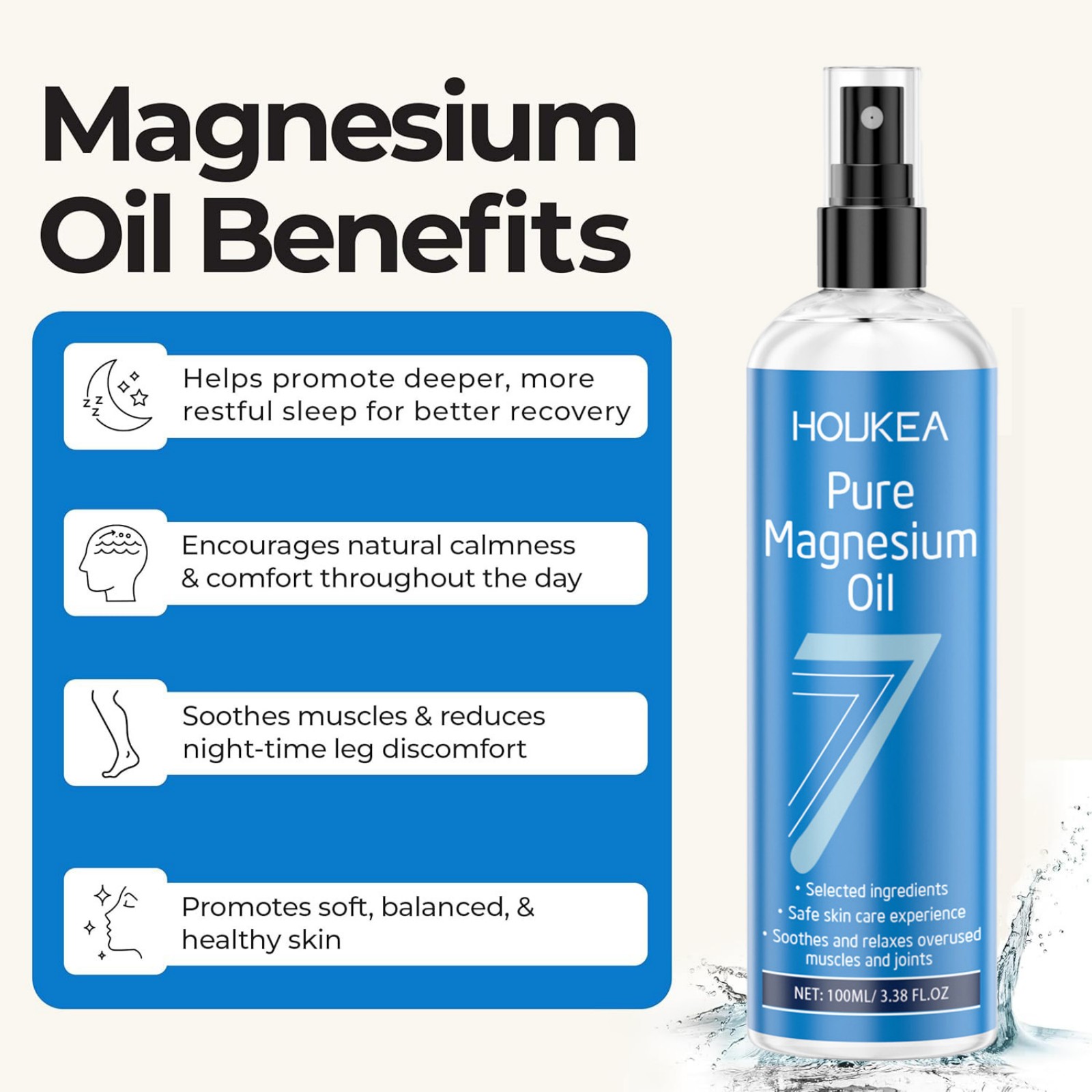 ピュアマグネシウムオイルスプレー 100ml。疲れた筋肉のケ - Bath Salts Magnesium のレビューと価格