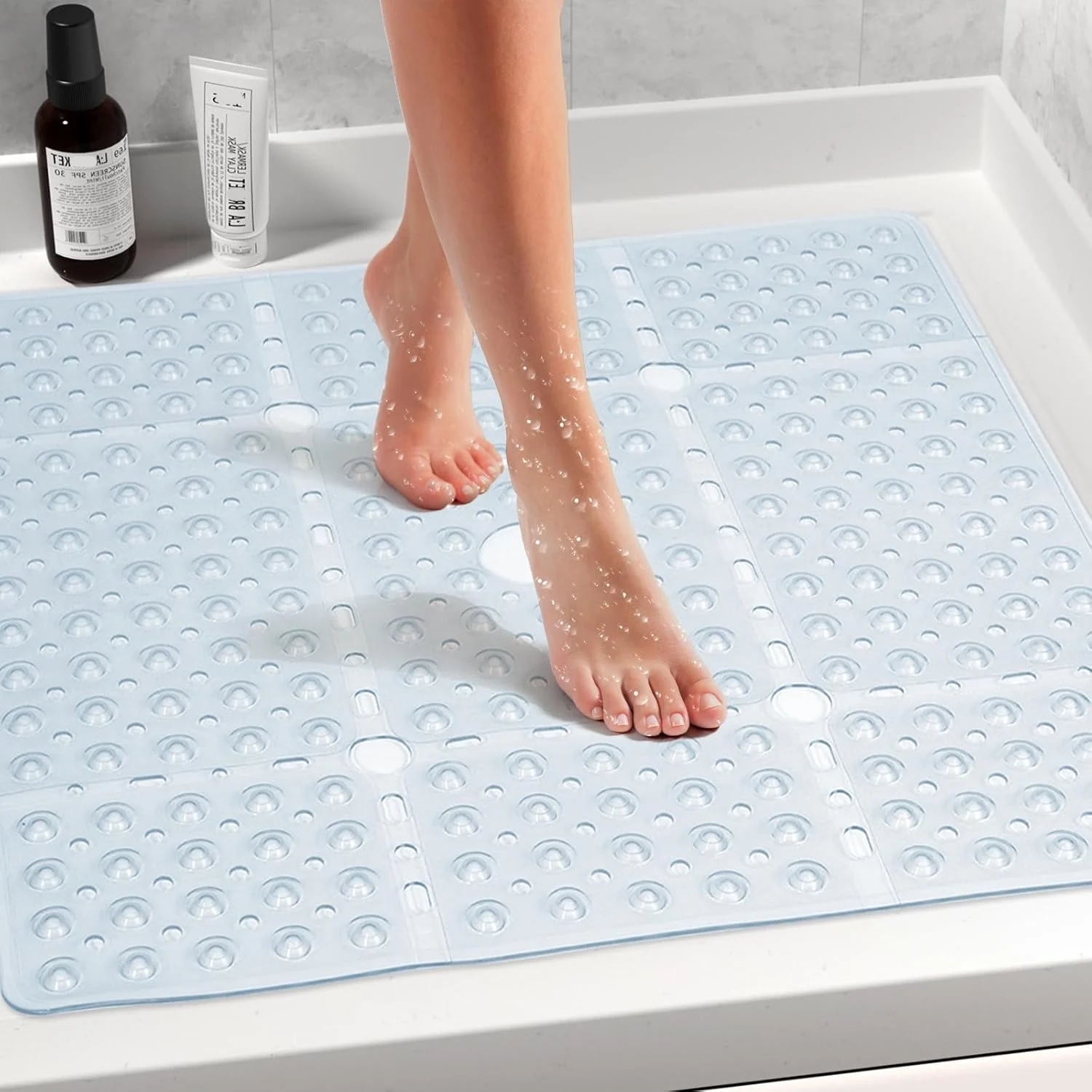 正方形のシャワーマット、69x69cm、シャワー内用特大、吸 - Bamboo Bath Mat のレビューと価格