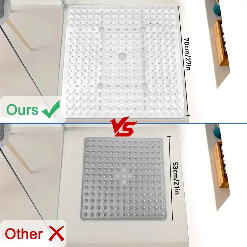 正方形のシャワーマット、69x69cm、シャワー内用特大、吸 - Bamboo Bath Mat のレビューと価格